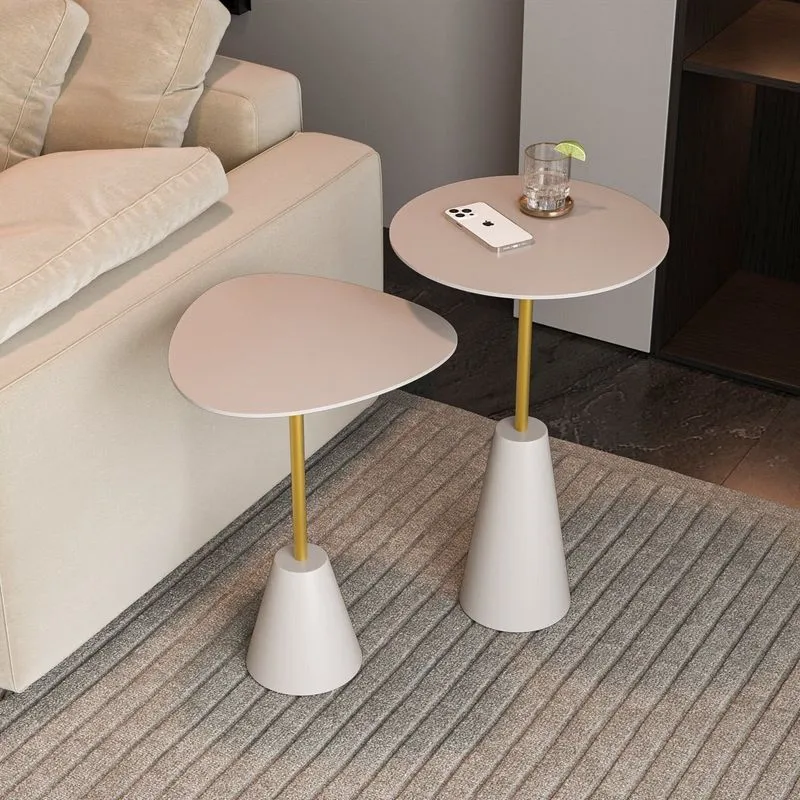 Conjunto Mesa Lateral De Canto Napoli Metal 100% Mdf 65cm X 40cm X 40cm Cinza Fendy / Dourado