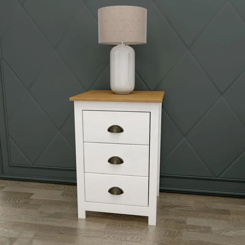 Mesa De Cabeceira 3 Gavetas Topázio 100% Madeira Maciça Para Quarto Branco Branco /freijó