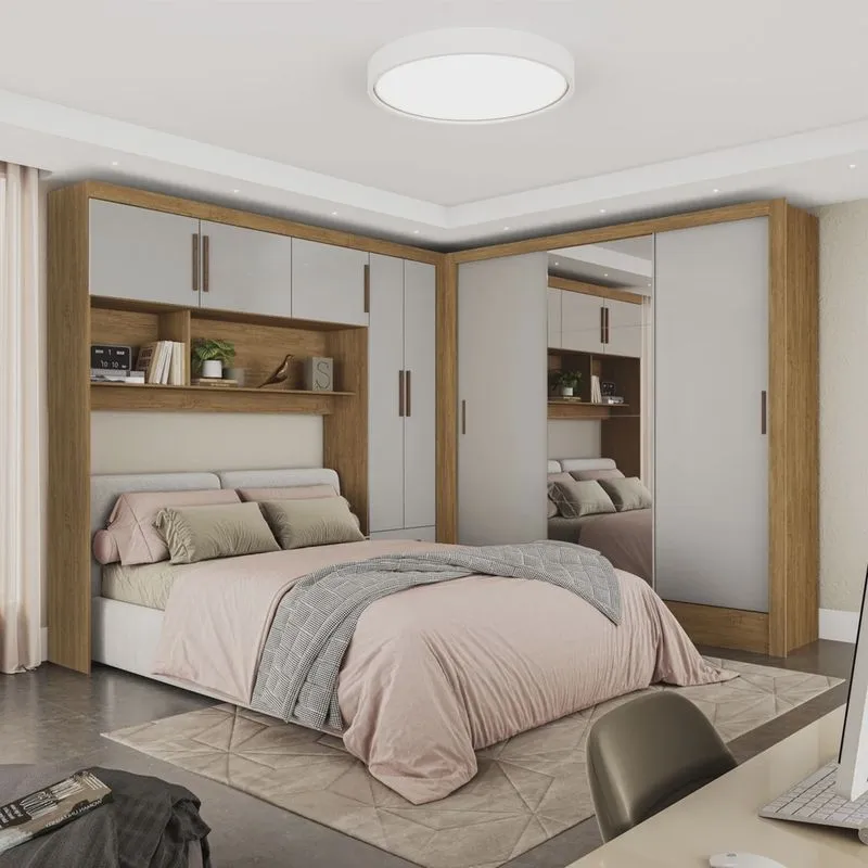 Guarda-roupa Casal Modulado 5 Portas Santiago 3 Portas Plus 5 Gavetas com Espelho