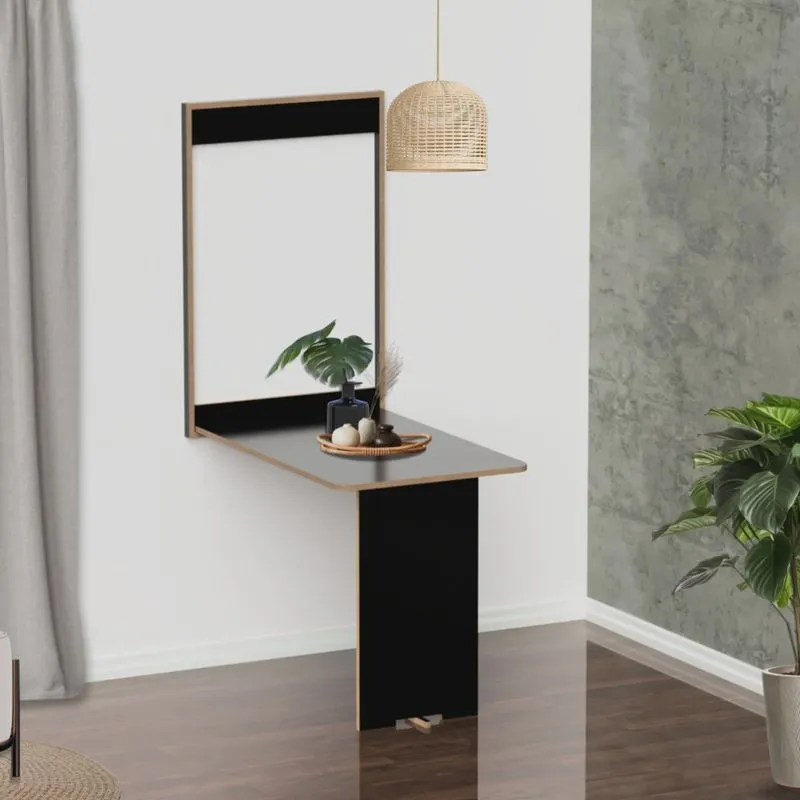 Mesa Retrátil Dobrável de Parede 100cm X 64cm X 40cm Preto