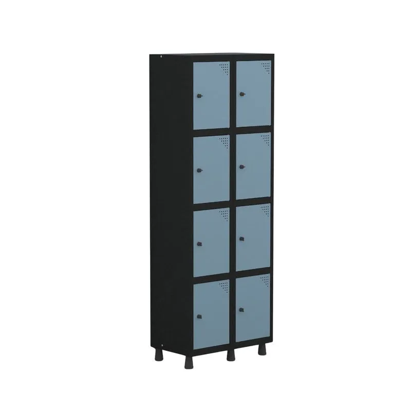 Armário Locker Guarda-roupa 8 Portas Aço Grp 502/8 Azul E Preto Preto/azul Dali
