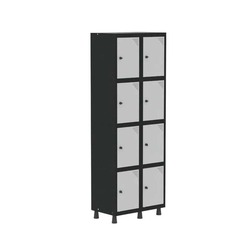 Armário Locker Guarda-roupa 8 Portas Aço Grp 502/8 Preto E Cinza Preto/cinza
