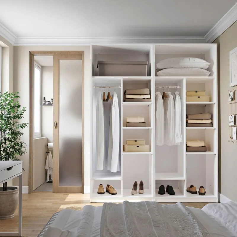 Guarda-Roupa Planejado 2 Peças sem Portas Jade CabeCasa MadeiraOriginals Branco/Fosco Branco Fosco