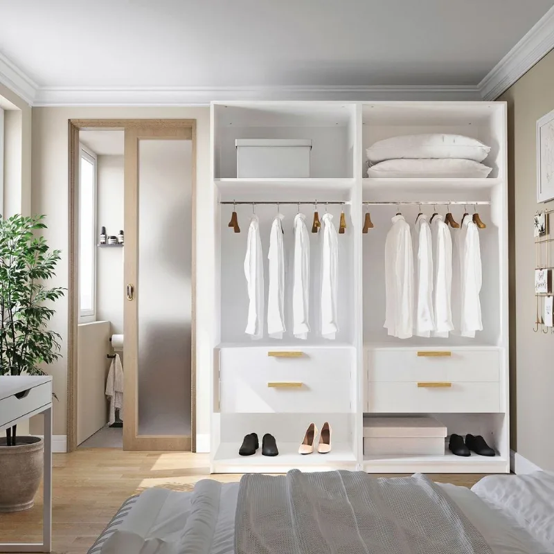 Guarda-Roupa Planejado 2 Peças sem Portas Jade CabeCasa MadeiraOriginals Branco/Fosco Branco Fosco