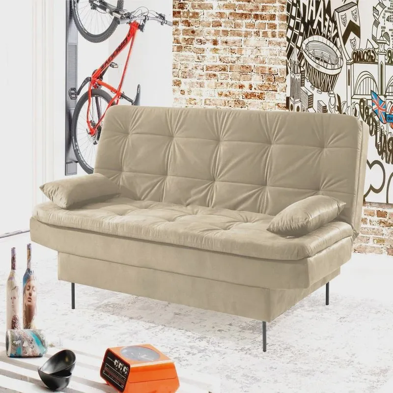 Estofado Sofá Cama Flip 90x185x90cm Bege