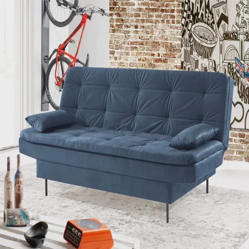 Estofado Sofá Cama Flip 90x185x90cm Azul