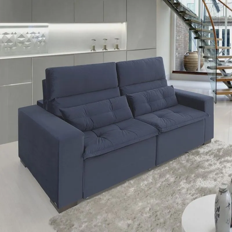 Sofá Retrátil e Reclinável 2 Lugares 220cm Essence Azul