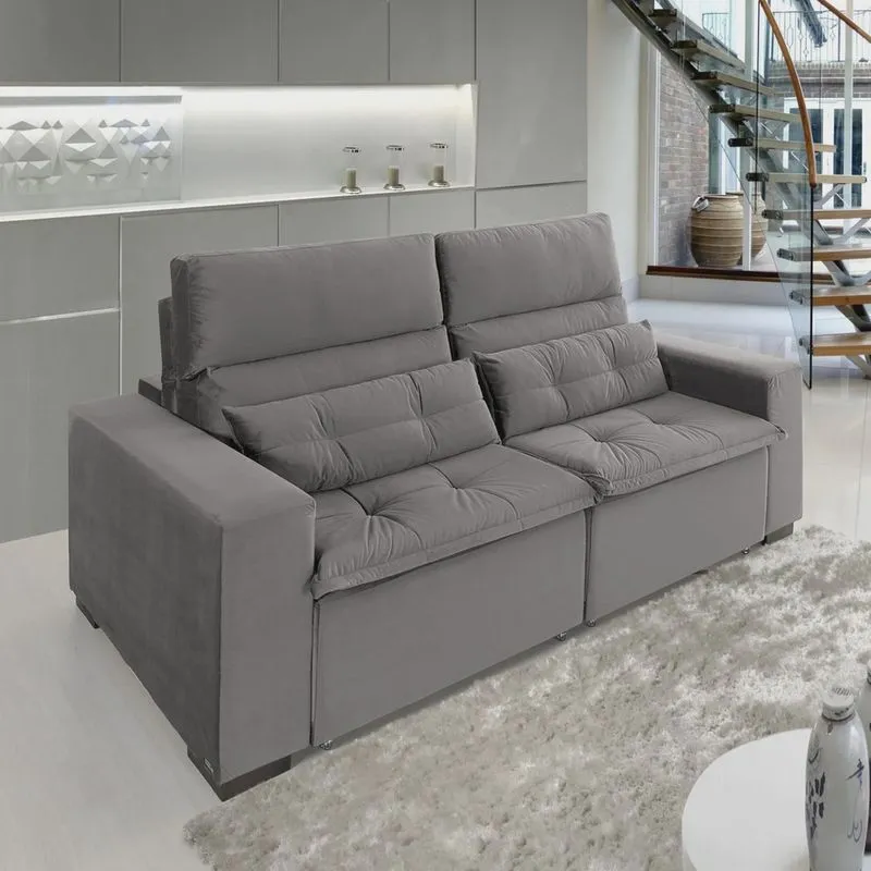 Sofá Retrátil e Reclinável 2 Lugares 220cm Essence Cinza