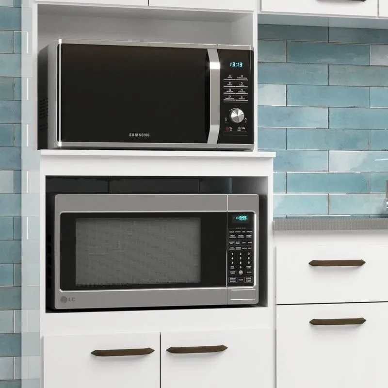 Torre Quente 070cm 4 Portas 2 Nichos Para Forno E Microondas Branco Branco