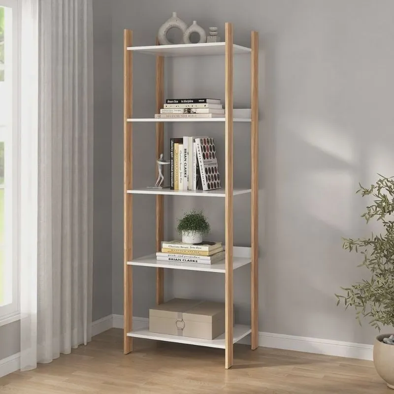 Estante Livreiro Modular Vivace com 5 Prateleiras Organizadoras Design Moderno marron