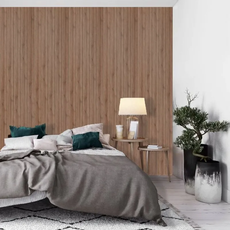 Painel Ripado Mdf Liso Carvalho 270x1,2x15cm Marrom Casablanca Carvalho