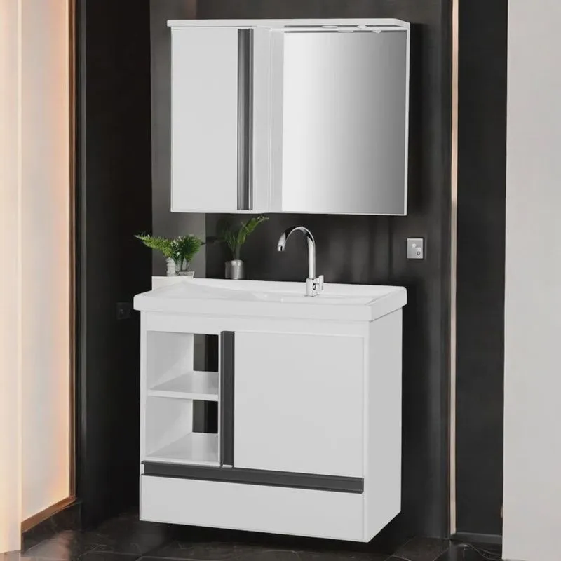 Gabinete de Banheiro com Espelheira Kit Macapá 60cm Branco