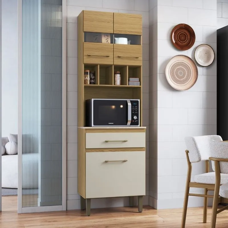Módulo Forno 0,6 M 3 Portas E 1 Gaveta Bege/ipê/cristalo/petra Ipê/cristalo/petra