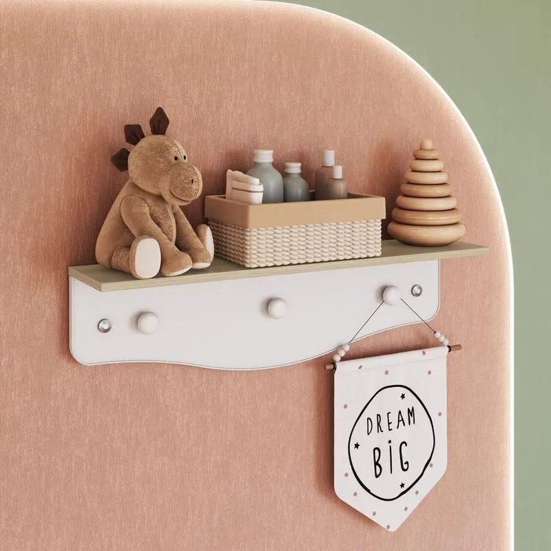 Prateleira Infantil Com Cabideiro Linha Encanto Branco Carvalho Araguaia/branco