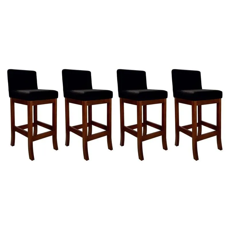 Conjunto 04 Banquetas Alta Em Madeira Maciça Nápoles Preto/pinhão Pinhão