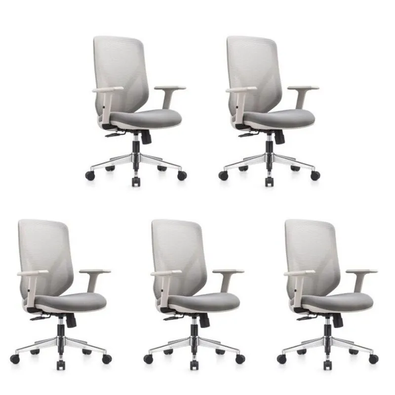 Kit 5 Cadeiras De Escritório Diretor Ergonômicas Nr17 Tela Mesh Cinza Espresso Móveis Cinza