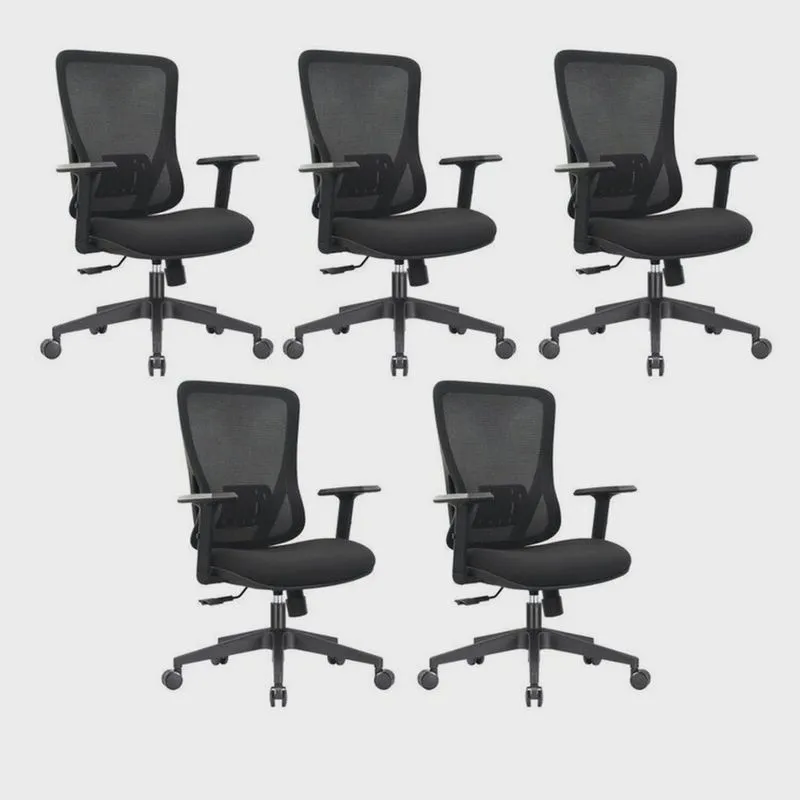 Kit 5 Cadeiras para Escritório Giratórias Diretor com Braços Ajustáveis Kappa