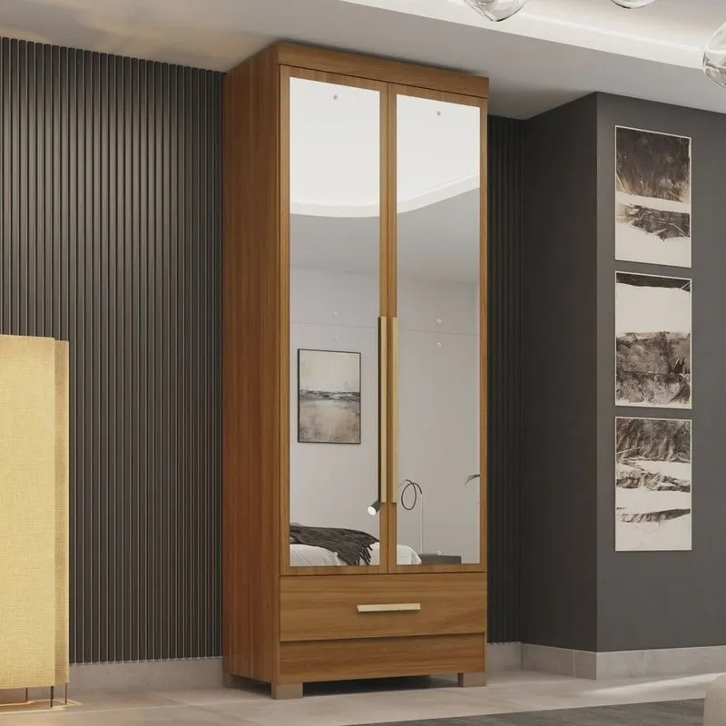 Guarda-roupa 2 Portas 1 Gaveta com Espelhos Smart Plus Espresso Móveis