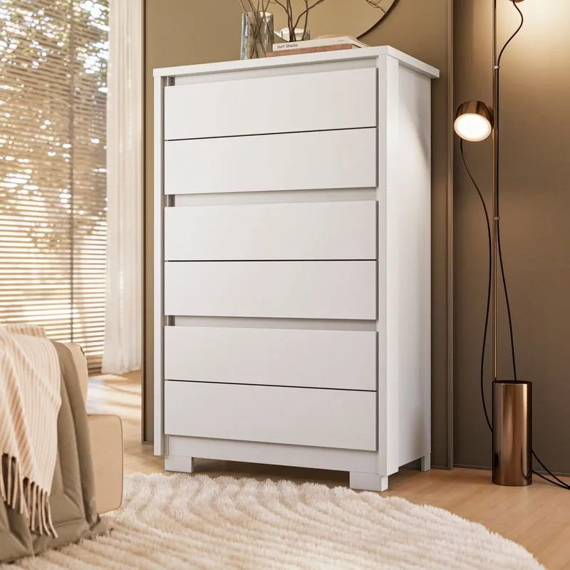 Cômoda Para Quarto 6 Gavetas Imperium Branco Branco