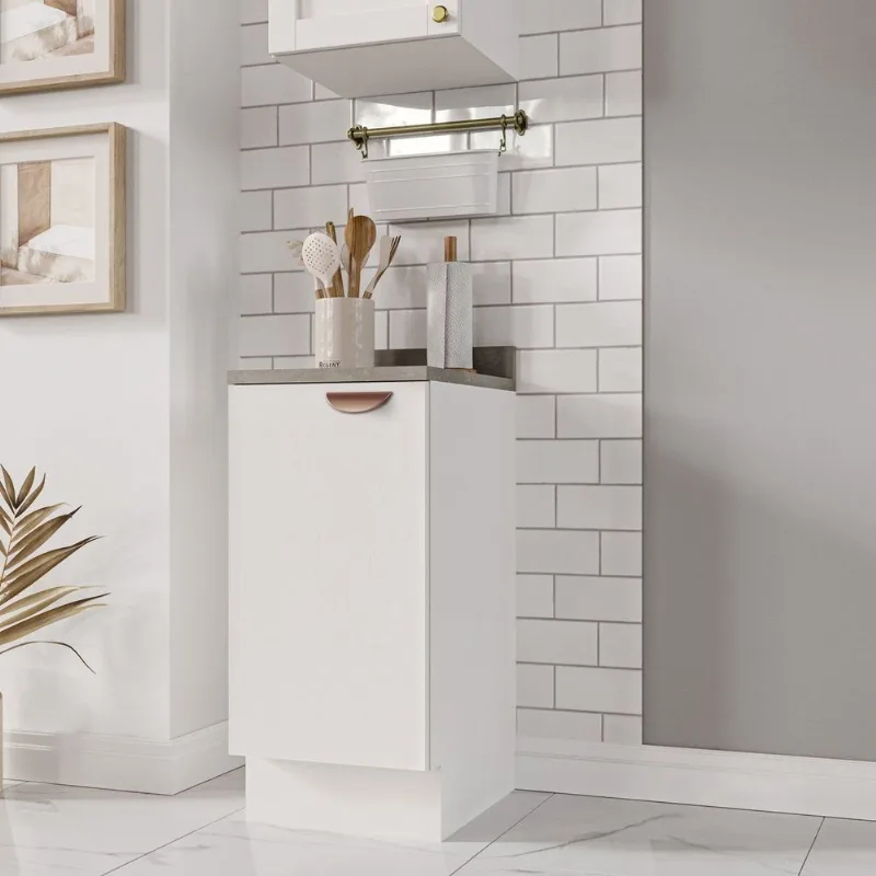 Balcão Planejado 1 Porta 40cm com Tampo Arizona CabeCasa MadeiraOriginals Branco/Cobre Branco/Cobre