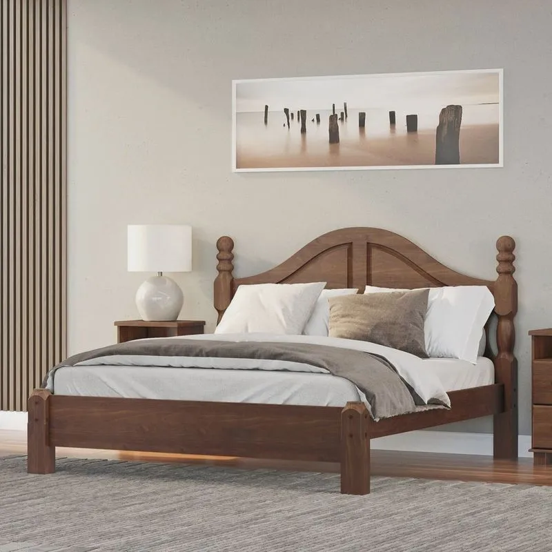 Cama Casal Clássica 160cm em Madeira Maciça Ouro