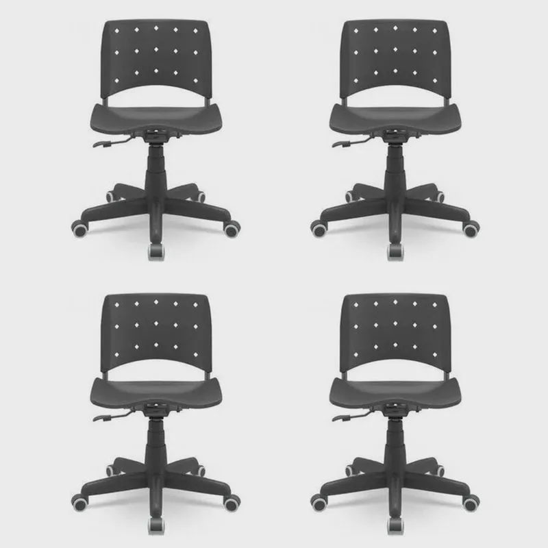 Kit 4 Cadeiras para Escritório Ergonômica Secretária Giratória Ergoplax Mais Nr17