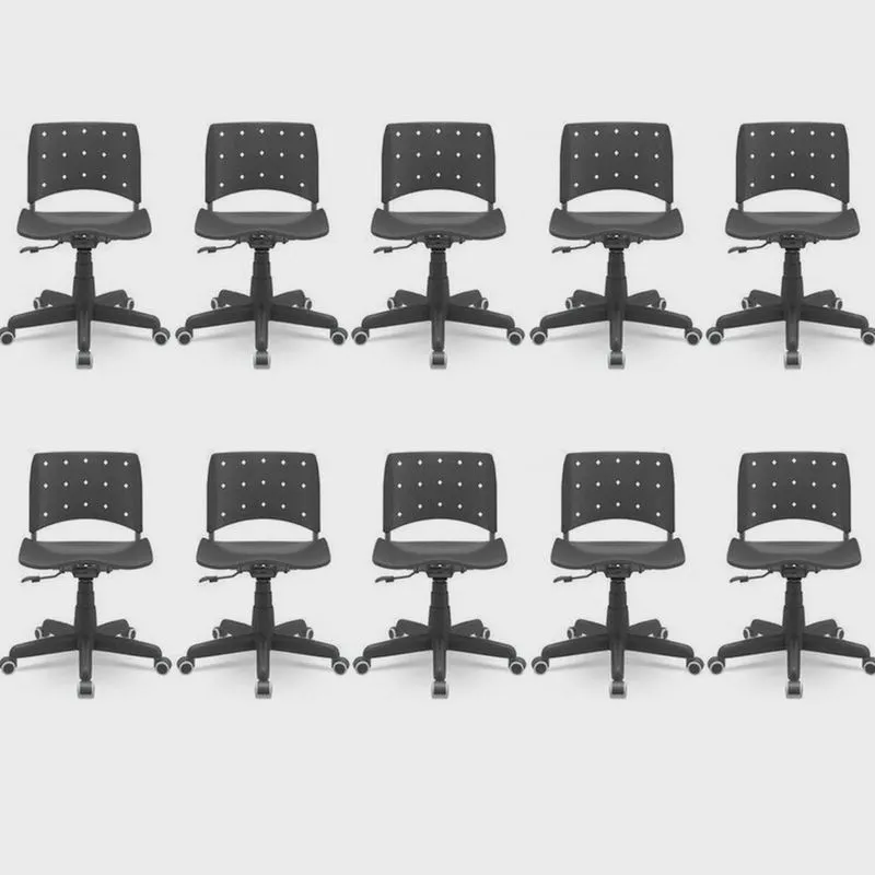 Kit 10 Cadeiras para Escritório Ergonômica Secretária Giratória Ergoplax Mais Nr17
