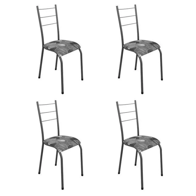 Kit 4 Cadeiras De Jantar Estofadas Kelly Prata Prata