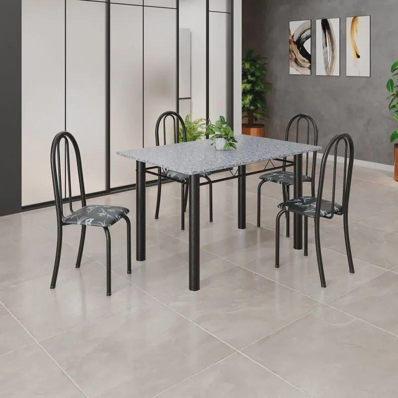 Conjunto de Mesa Tubular 120cm X 75cm Tampo com 4 Cadeiras