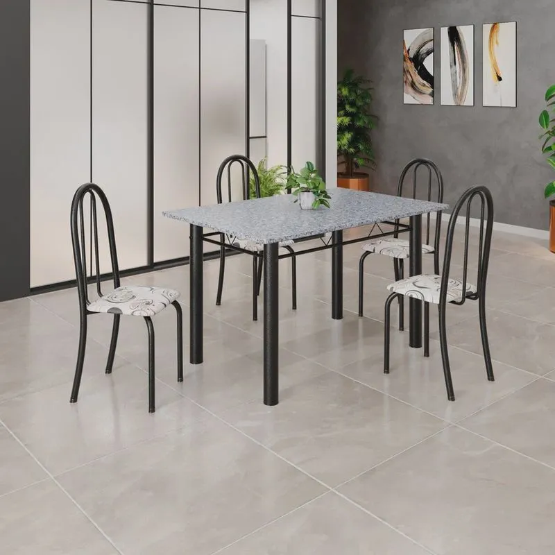 Conjunto de Mesa Tubular 120cm X75cm Tampo com 4 Cadeiras