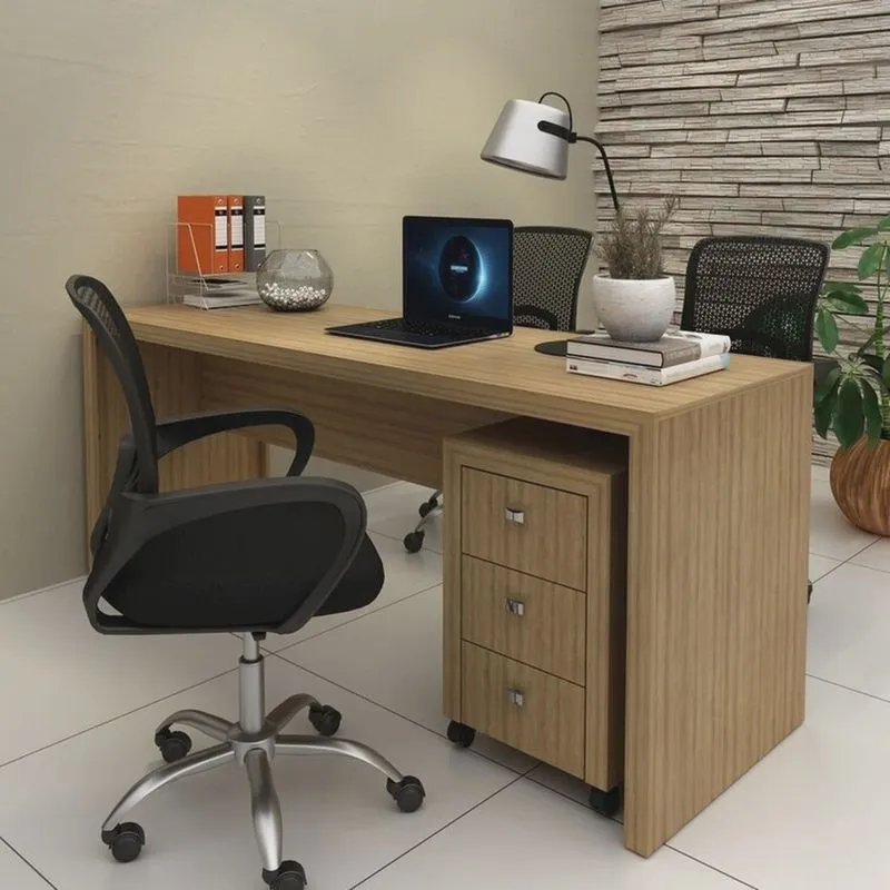 Conjunto 1 Mesa para Escritório 1 Gaveteiro 3 Gavetas