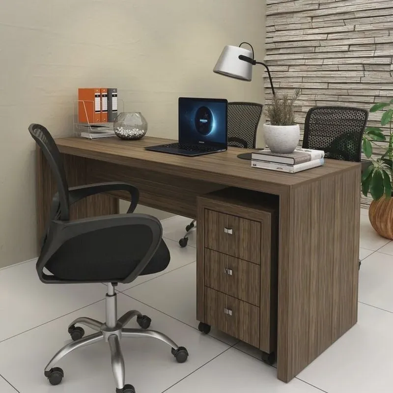 Conjunto 1 Mesa para Escritório 1 Gaveteiro 3 Gavetas