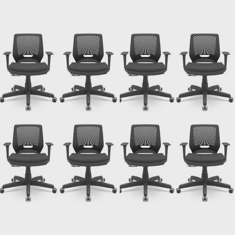 Kit 8 Cadeiras para Escritório Ergonômica Giratória Beezi Nr17 Preto