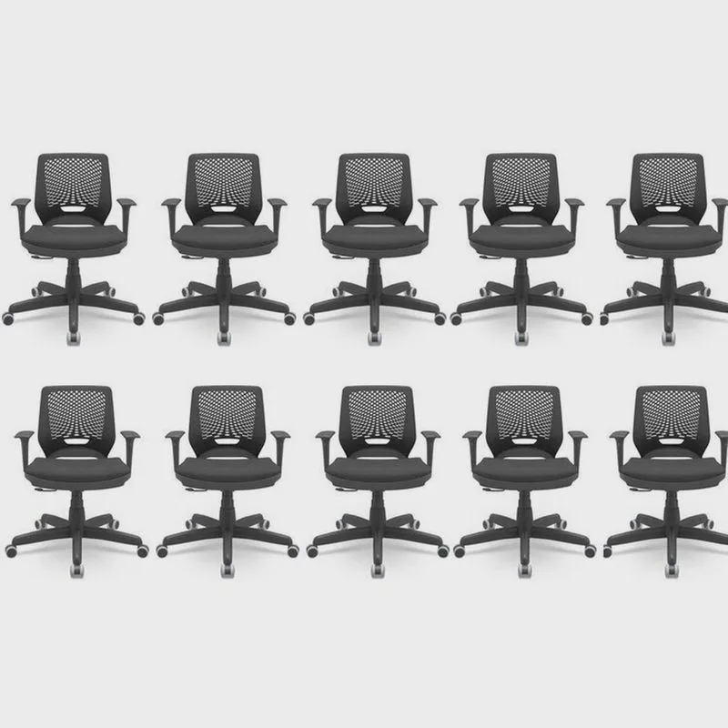 Kit 10 Cadeiras para Escritório Ergonômica Giratória Beezi Nr17 Preto