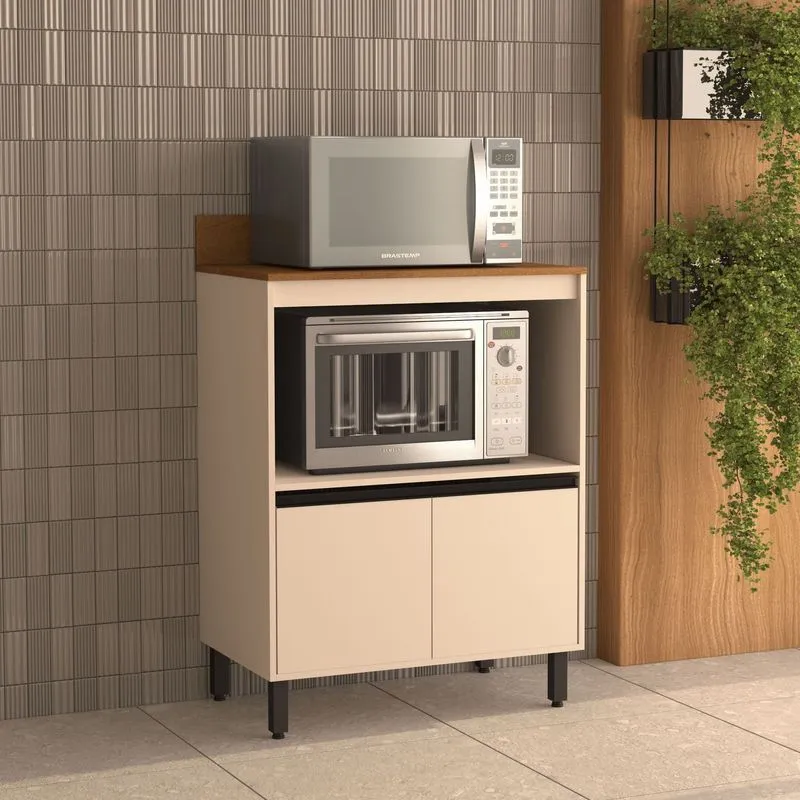 Balcão De Cozinha 2 Portas 1 Nicho Creme Koya Creme