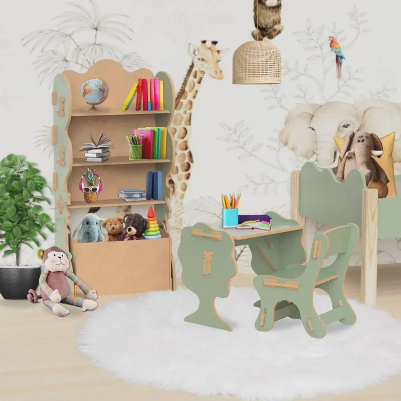 Mesa e Cadeira Infantil de Encaixe Natureza Verde