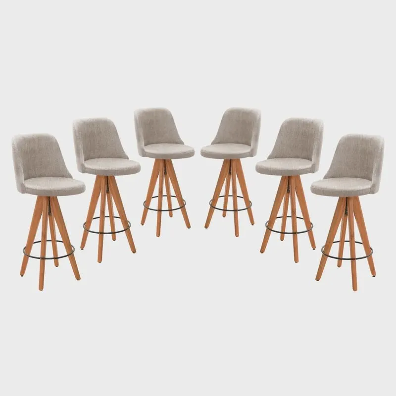 Kit 6 Banquetas Altas Giratórias Júlia Bege
