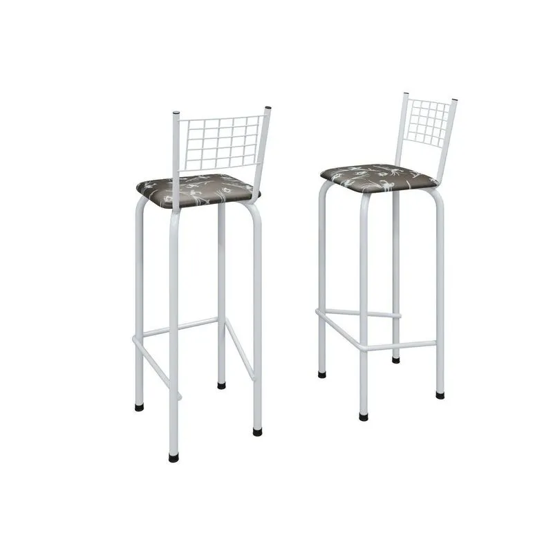 Kit Com 2 Banquetas Tubular Iza 36cm X 41cm X 91cm Branco/preto Preto / Branco