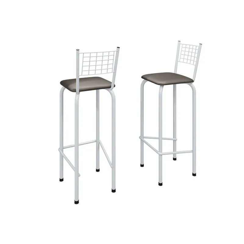 Kit Com 2 Banquetas Tubular Iza 36cm X 41cm X 96cm Branco/preto Liso Preto Liso/branco
