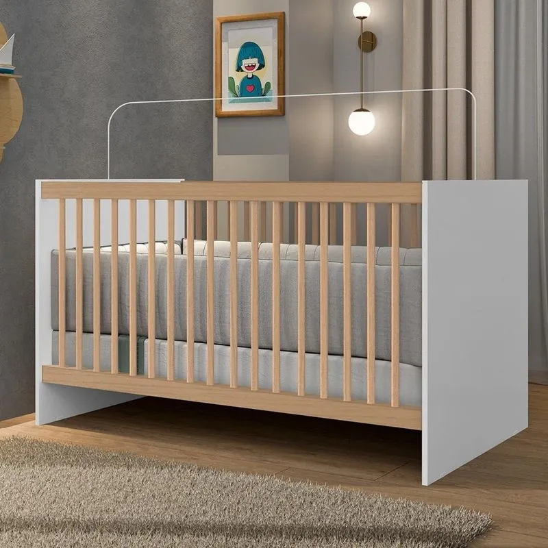 Berço para Quarto Infantil Lua branco / madeira