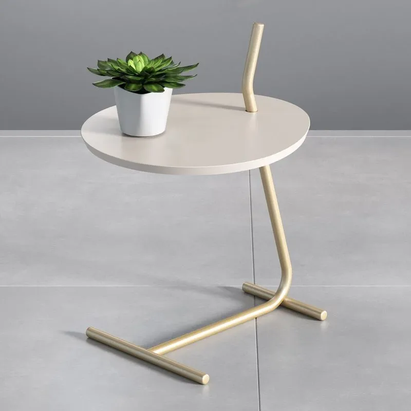 Mesa Lateral Leaf Slim 57,5x40x44,100% Mdf 5cm Bege Bege/champanhe