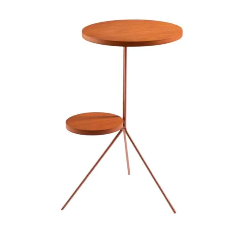 Mesa Lateral Duo Aço 100% Mdf 64cm X 44cm X 37cm Marrom Rose