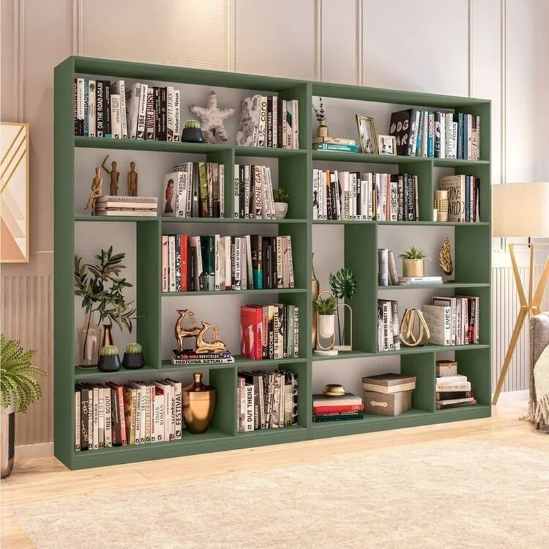 Kit 2 Estante Para Livros 180 Cm X 240 Cm 4 Prateleiras Seattle Yescasa Verde Verde
