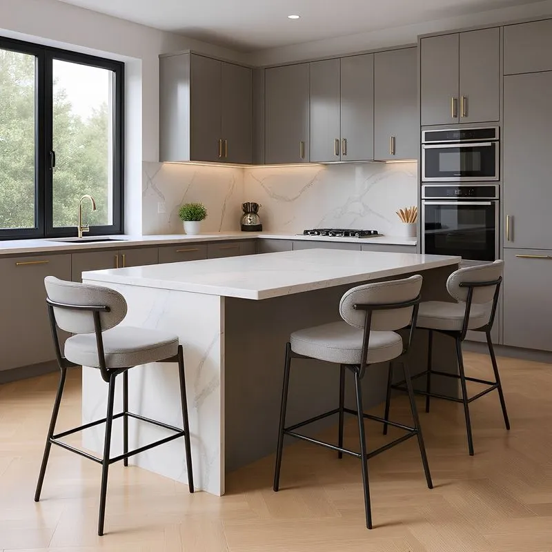 Banqueta Eva Tecido 94cm X 49cm X 48,5cm Cinza Cinza