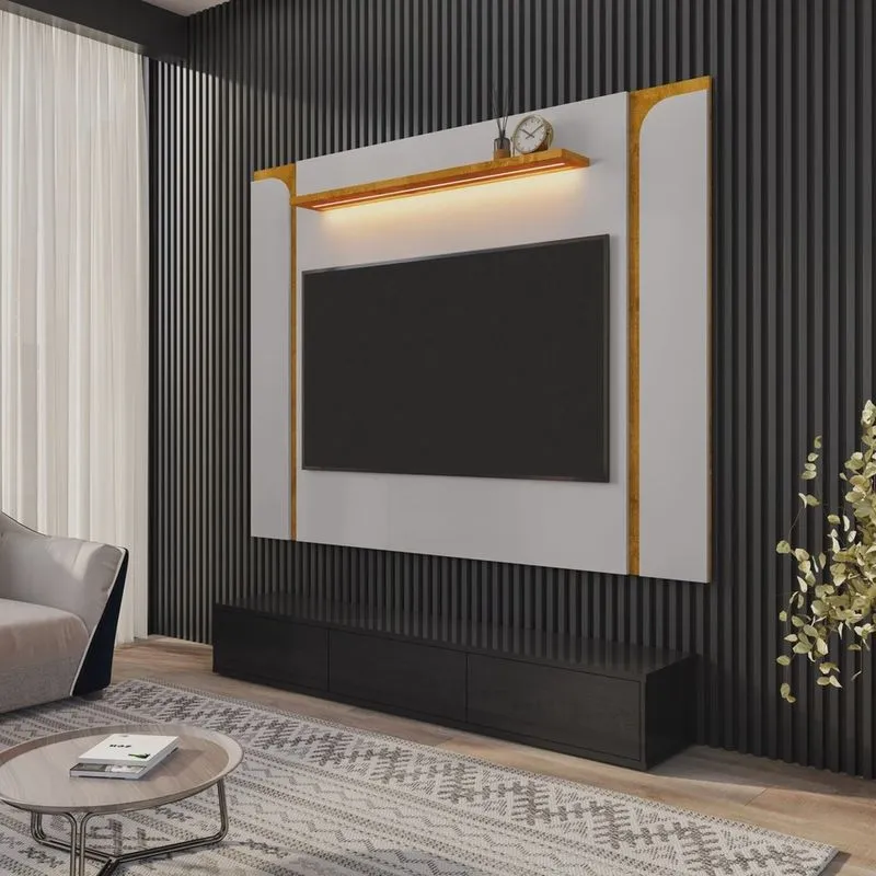 Painel para Tv até 15 Polegadas Maresias Off-White/Naturalle