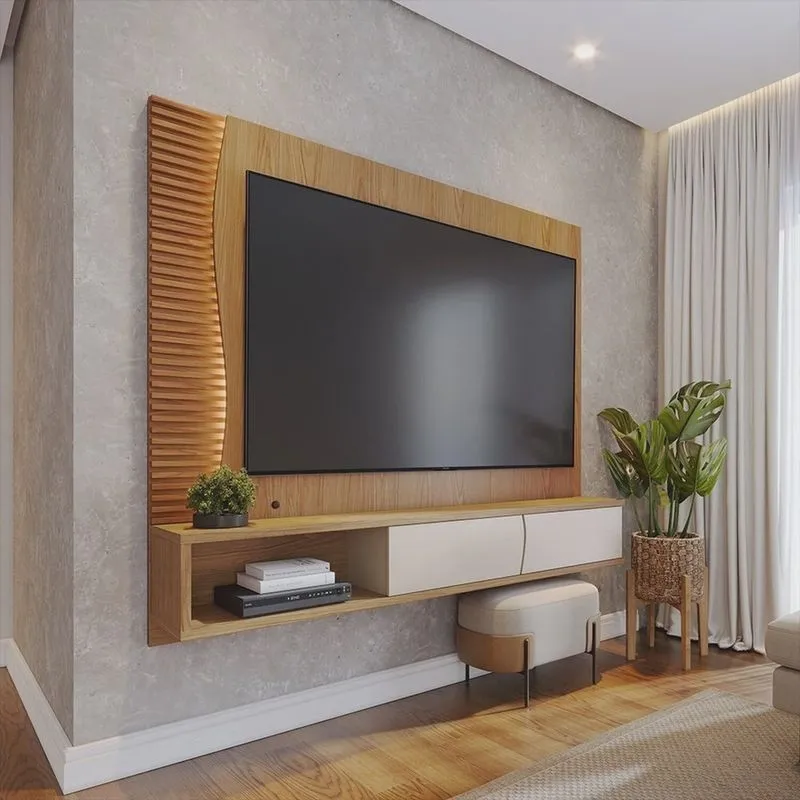 Painel para Tv até 65 Polegadas com Led Detalhe Ripado 2 Portas Egeu