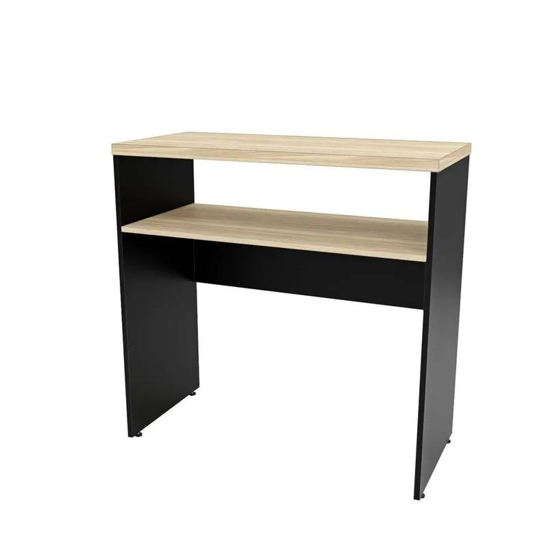 Aparador Buffet Balcão Sala De Estar Escritório 90x42cm Bege/carvalho/preto Carvalho / Preto
