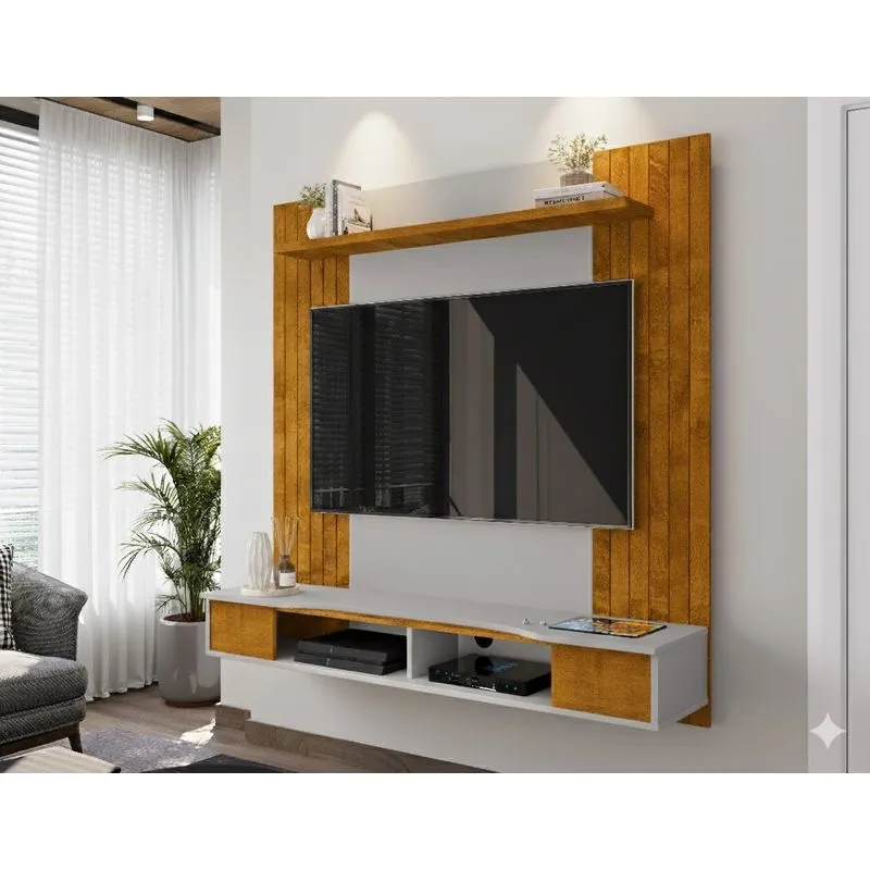 Painel Para Tv Até 55 Polegadas 136cmx136cm Ipanema Marrom Marrom/cinza