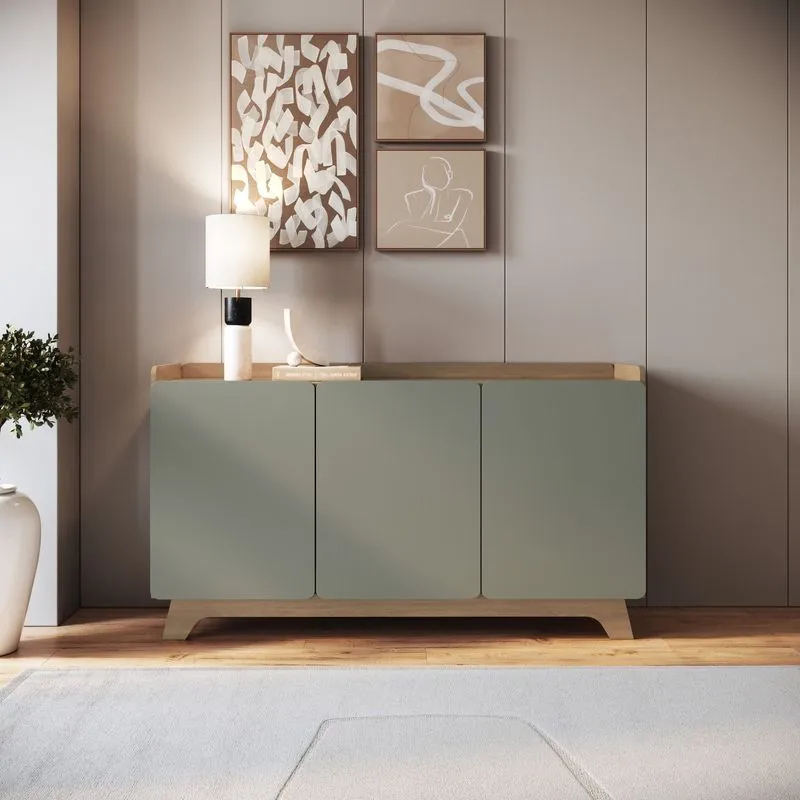 Buffet Para Sala De Jantar 150x96x40cm John Verde/freijó Verde/freijó