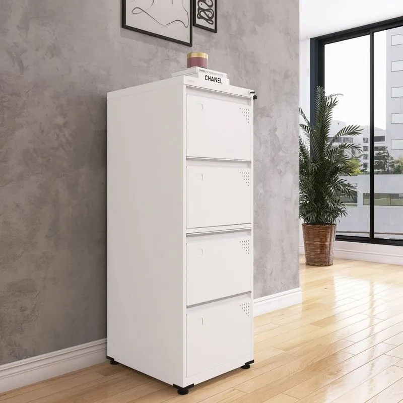 Gaveteiro Arquivo Em Aço 4 Gavetas Of04sltcm Cinza/branco Branco